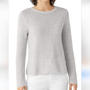 Eileen Fisher Organic Linen Cotton Crewneck Sweater, Very Light Grey, Women's S